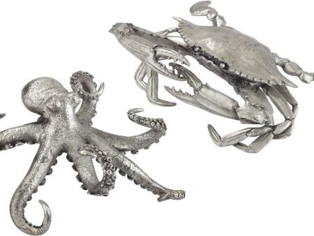 Hand Forged Silver Crab and Octopus - (Set of 2) Sale