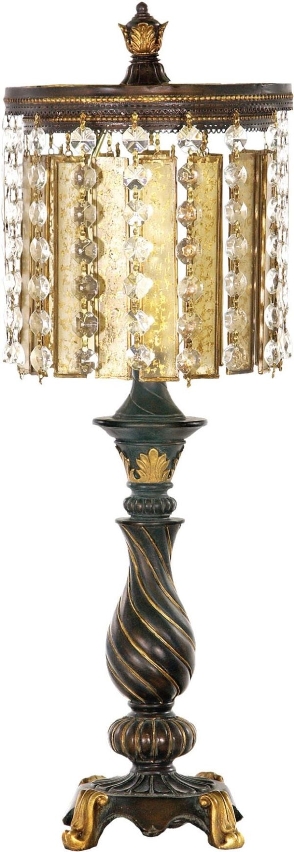 Amber & Crystal Table Lamp In Gold Leaf and Black Sale