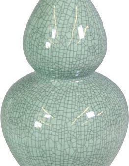 Crackle Celadon Gourd Vase  W  Brown Lip Discount