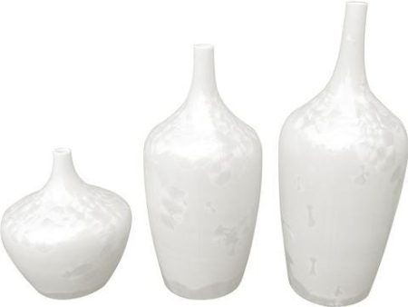 Contemporary White Crystal Shell Vases - Set of 3 Online Hot Sale