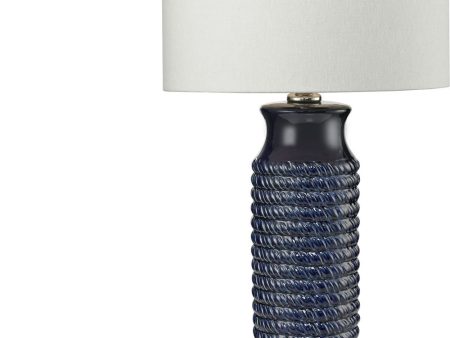 Wrapped Rope Ceramic Led Table Lamp In Navy Blue For Cheap