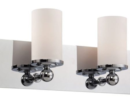 Adam 4 Light Vanity In Chrome and White Opal Glass Hot on Sale