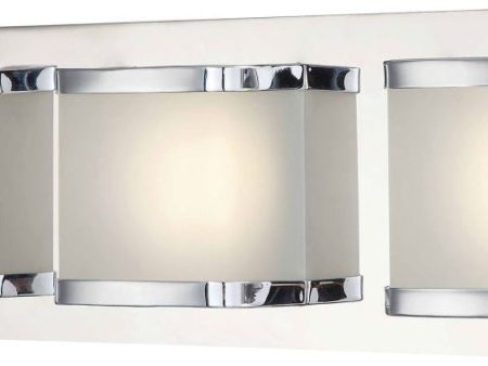 Bandeaux 3 Light Led Vanity In Chrome and Opal Glass For Discount