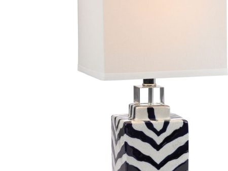 Animal Print Led Table Lamp In Navy and White Ceramic Hot on Sale