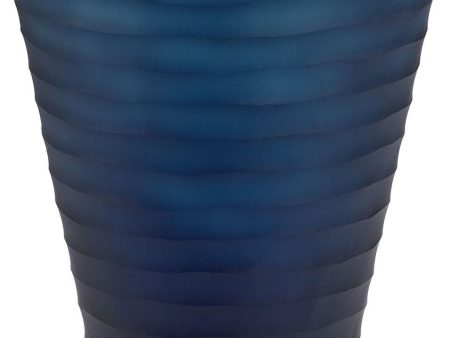 Deep Blue Indigo Ribbed Vase Sale