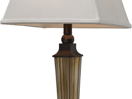 Amber Smoked Glass Table Lamp With Bronze Accents Hot on Sale