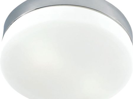 1 Light Flush Mount In Satin Nickel and White Glass Discount