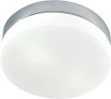 1 Light Flush Mount In Satin Nickel and White Glass Fashion