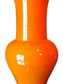 Wide Mouth Vase - Orange Crackle For Discount