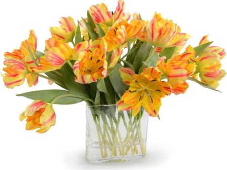 Yellow red Tulips arrangement on Sale