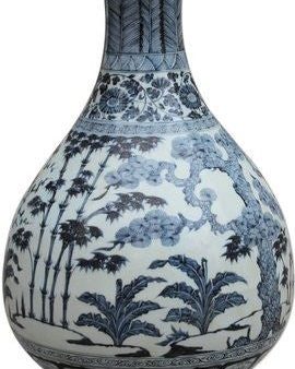 B&W Ming Pear-shaped Vase Pine Bamboo & Plum Motif For Sale