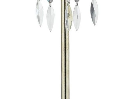 Albion Tall Buffet Lamp In Siver Leaf With Pure White Ribbon Wrapped Shade For Sale