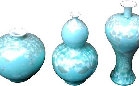 Chinoiserie Green Crystal Shell Vases - Set of 3 Supply