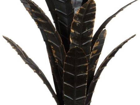 Aged Black Metal Foliage Urn For Sale