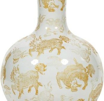 White Globular Vase Gold Kylin Online