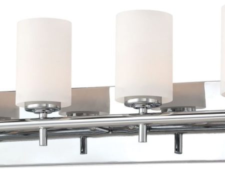 Barro 4 Light Vanity In Chrome and White Opal Glass Hot on Sale