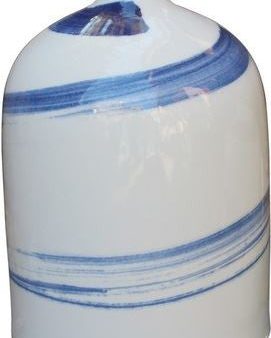 White Beauty Vase Blue Brushstrokes Spinning - Tall For Cheap