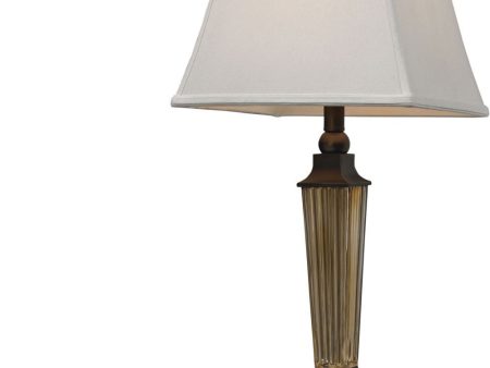 Amber Smoked Glass Led Table Lamp With Bronze Accents Cheap