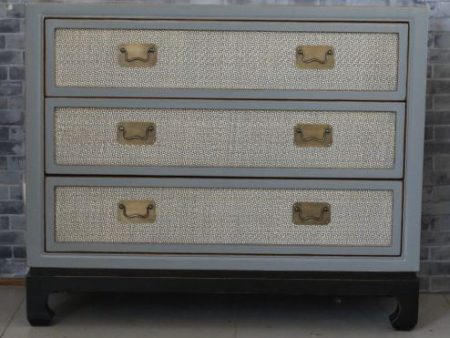 3 Rattan Drw Horseshoe leg Cabinet - MD Gray Sale