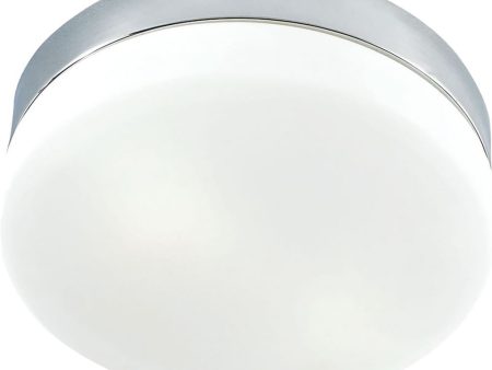 1 Light Flush Mount In Chrome and White Glass Online now