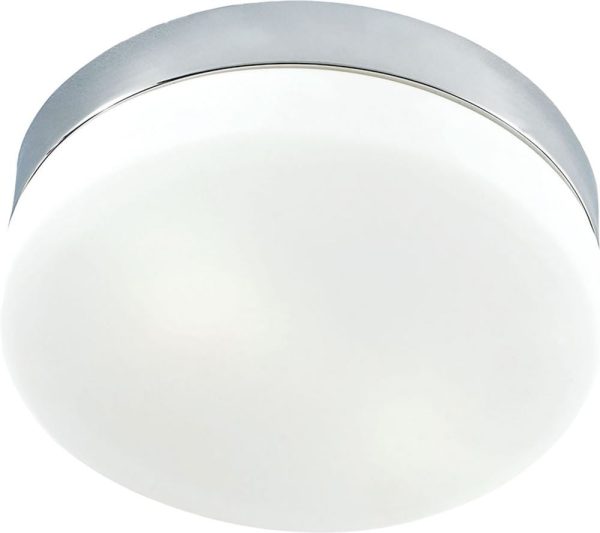 1 Light Flush Mount In Chrome and White Glass Online now