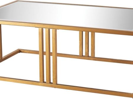 Andy Coffee Table In Gold Leaf and Clear Mirror For Discount