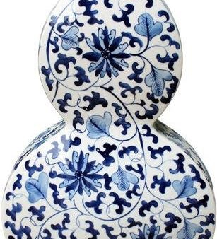 Blue & White Twisted Lotus Flat Gourd Vase on Sale