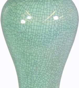 Crackle Celadon Prunus Vase W  Brown Lip Online now