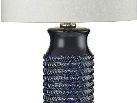 Wrapped Rope Ceramic Table Lamp In Navy Blue Hot on Sale