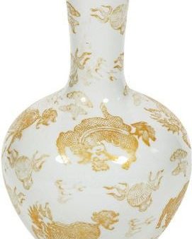 White Globular Vase Gold Kylin - 17H Online