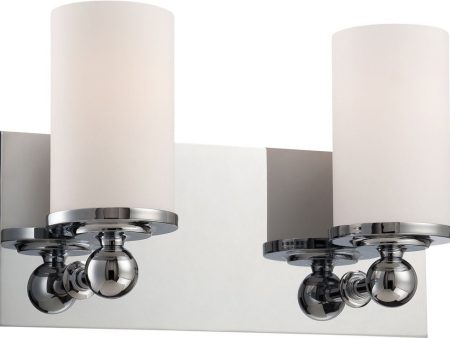 Adam 2 Light Vanity In Chrome and White Opal Glass Online Hot Sale