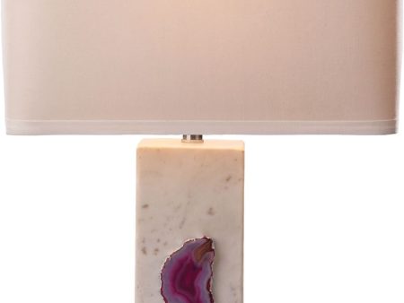 Yucatan 1 Light Table Lamp In White Marble and Pink Agate Supply