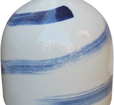 White Beauty Vase Blue Brushstrokes Spinning - Short For Cheap