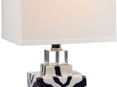 Animal Print Table Lamp In Navy and White Ceramic For Cheap